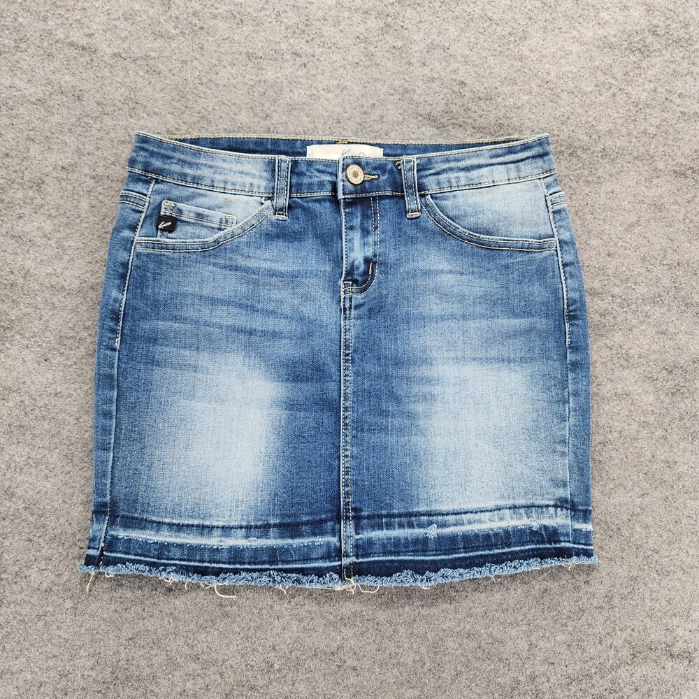 Kancan Jean Skirt Womens Juniors 5 Blue Denim Cut Off